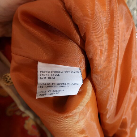 Vintage Floral Embroidered Lace Sleeve Lightweight Jacket Size 10 Boho Orange - Picture 8 of 8